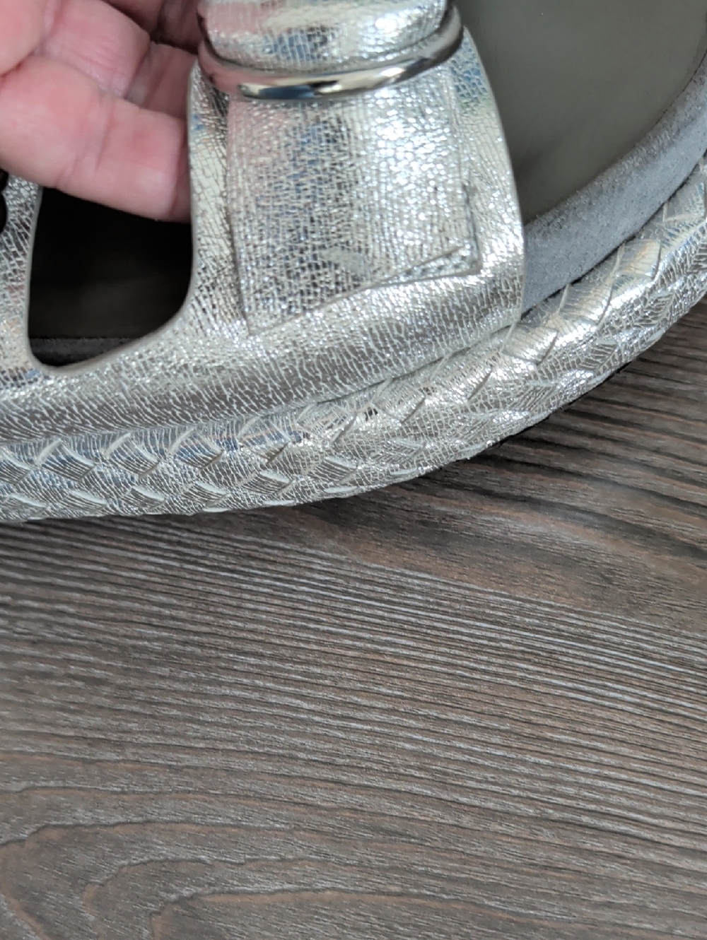 Free People PANAMA Silver Metallic Leather Platform Slides Sandals 39 9 9.5 Shoe - Picture 15 of 15